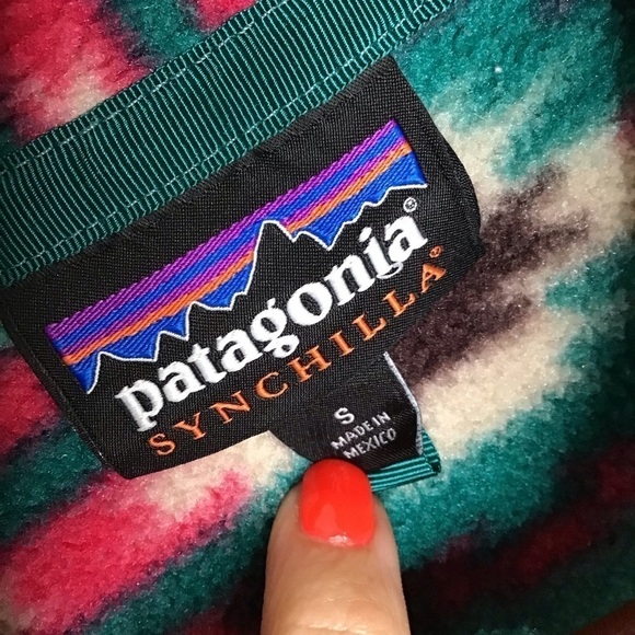 Patagonia Synchilla Wild Desert: Beryl Green Aztec Print SnapT Fleece Size Small - Picture 8 of 10